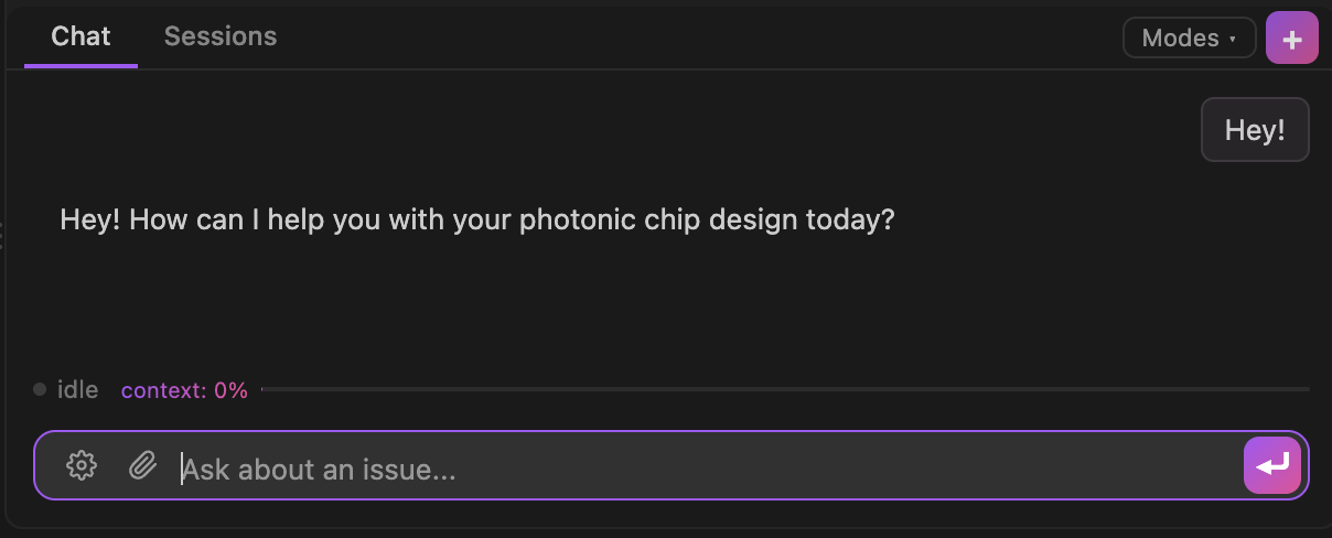 GDSFactory+ agent chat in Design mode